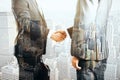 Handshake double exposure Royalty Free Stock Photo