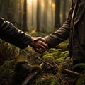 Handshake between an ecologist and a conservationist - AI Generated Royalty Free Stock Photo