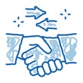 handshake exchange agreement doodle icon hand drawn illustration