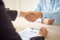 The handshake of the executive accepting new employees to join the company. Successful job interview Royalty Free Stock Photo