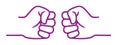 Handshake and fist bump outline icon with agreement or partnership line pictogram.