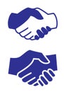 Handshake and fist bump outline icon with agreement or partnership line pictogram.