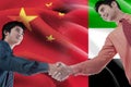 Handshake with flag of China and United Arab Emirates Royalty Free Stock Photo