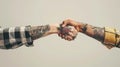 A Handshake with Floral Tattoos. AI generated Royalty Free Stock Photo