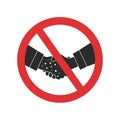 Handshake forbidden vector sign. Shaking hands with infected people is prohibited icon