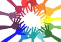 Handshake and friendship icon. Colorful hands. Concept of democracy.