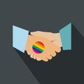 Handshake gay rainbow flat icon