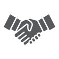 Handshake glyph icon, shake and agreement, diplomacy sign, vector graphics, a solid pattern on a white background. Royalty Free Stock Photo