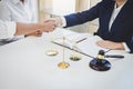 Handshake after good cooperation greeting, Having meeting with t Royalty Free Stock Photo