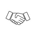 Handshake, hands, partnership icon vector logo design black symbol isolated on white background. Vector EPS 10