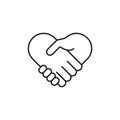 Handshake heart icon. Collaboration or integration symbol. Vector illustration EPS 10