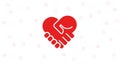 Handshake heart icon isolated on a white background. Simple modern design. Heart symbol, hands. Logo on business, cooperate,