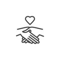 Handshake and heart line icon Royalty Free Stock Photo