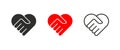 Handshake heart logo in flat style. No racism set isolated icon