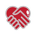 handshake heart symbol. Vector illustration decorative design