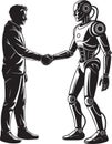 Handshake of Human and Robot Silhouette on Transparent Background Technology Future Royalty Free Stock Photo