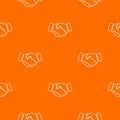 Handshake ice hockey pattern vector orange