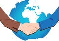 Handshake icon of businessmen worldwide