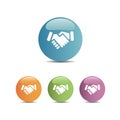Handshake icon on colored buttons