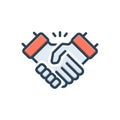 Color illustration icon for Handshake, disagreement and partnership