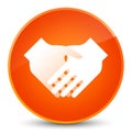 Handshake icon elegant orange round button