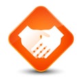 Handshake icon elegant orange diamond button