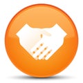 Handshake icon special orange round button