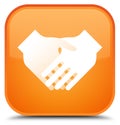 Handshake icon special orange square button