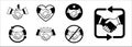 Handshake icon set. Business agreement vector icons. Contains such symbol as no handshake, forbidden, job deal, mutual Royalty Free Stock Photo