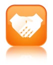 Handshake icon special orange square button