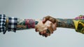 A Handshake of Inked Individuals. AI generated Royalty Free Stock Photo