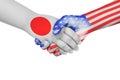 Handshake between Japan and United States of America Royalty Free Stock Photo