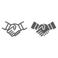 Handshake line and glyph icon, shake and agreement, diplomacy sign, vector graphics, a linear pattern on a white Royalty Free Stock Photo