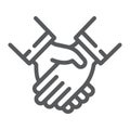 Handshake line icon, business and deal, partnership sign, vector graphics, a linear pattern on a white background, eps Royalty Free Stock Photo