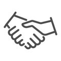 Handshake line icon, business strategy concept, business contract agreement sign on white background, partners shaking