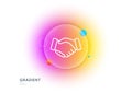 Handshake line icon. Hand gesture sign. Gradient blur button. Vector