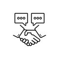 Handshake line icon. Messaging. Partnership deal. Business concept. Contract agreement. For apps and webstes. Vector EPS 10.