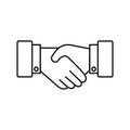Handshake line icon. Partnership and agreement outline symbol. Isolated vector lined illustration for web or app design. Royalty Free Stock Photo