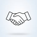 Handshake line icon. Partnership and agreement symbol on white background. Vector illustration Royalty Free Stock Photo