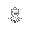 Handshake line icon. Partnership deal. Checklist. Business concept. Contract agreement. For apps and webstes. Vector EPS 10.