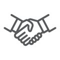 Handshake line icon, shake and agreement, diplomacy sign, vector graphics, a linear pattern on a white background. Royalty Free Stock Photo