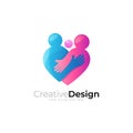 Handshake logo template, love care design, family icons Royalty Free Stock Photo