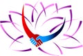Handshake with lotus Royalty Free Stock Photo