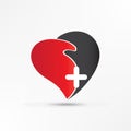 Handshake love heart shape with cross logo Royalty Free Stock Photo