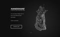 Handshake low poly wireframe art on black backgraund.Gesture of unity or union together.oncept of holograms of connected hands