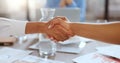 Handshake, meeting and business people with finance deal, b2b partnership and consultation trust. Thank you, agreement Royalty Free Stock Photo