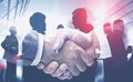 Handshake in modern city, business team Royalty Free Stock Photo