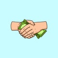 Handshake Money Bribe Cartoon Vector Illustration