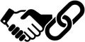 Handshake Morphing into Chain Link. Black and White Icon for Partnership, Trust, and Stability Royalty Free Stock Photo