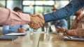 The handshake in office. AI generated Royalty Free Stock Photo